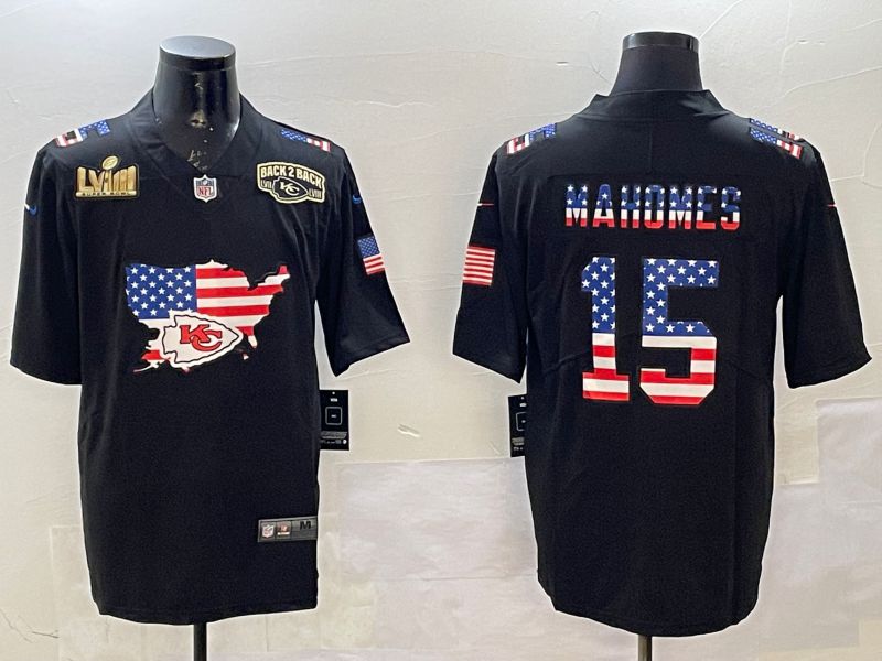 Men Kansas City Chiefs #15 Mahomes Black national flag 2025 Nike Vapor Limited NFL Jersey style 6->kansas city chiefs->NFL Jersey